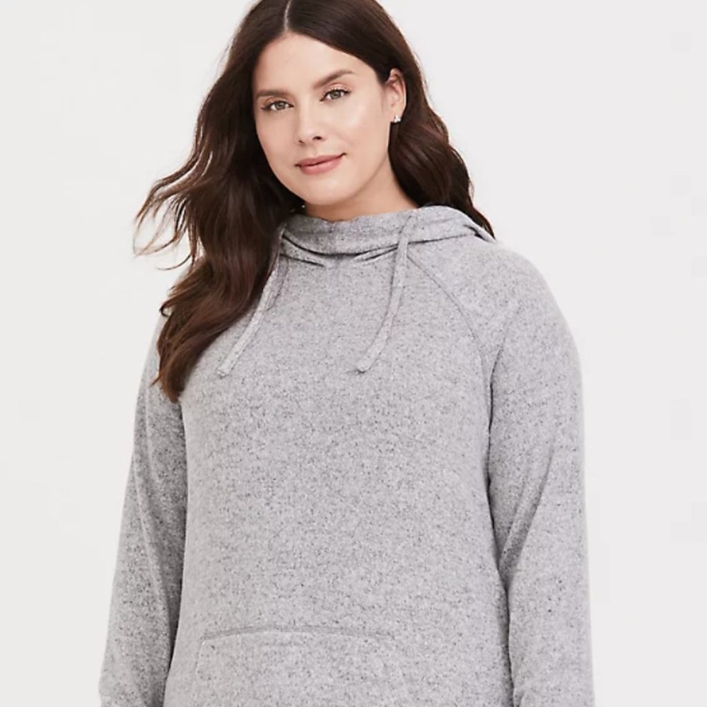 CLASSIC FIT SUPER SOFT PLUSH TUNIC HOODIE 0